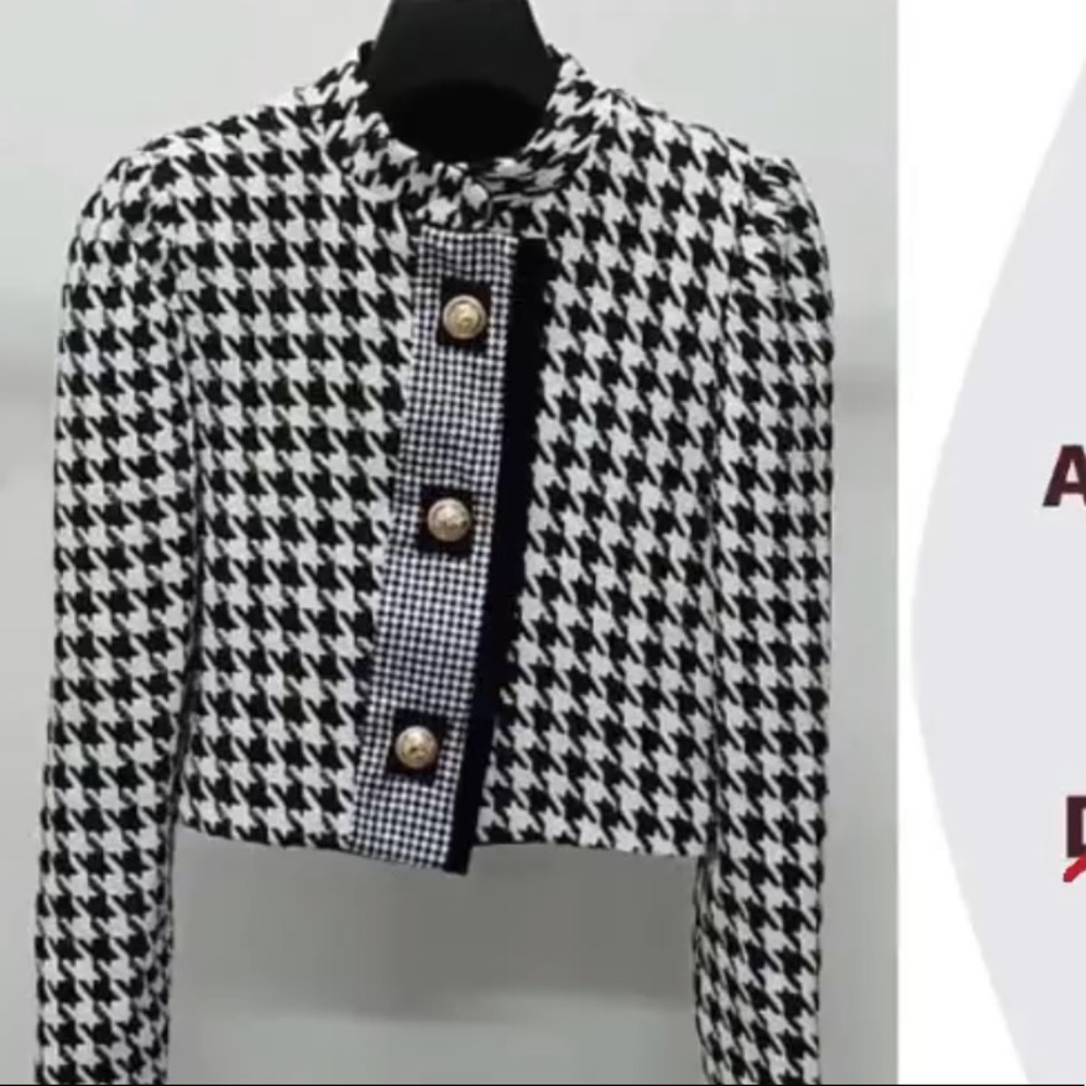 NWT black and white houndstooth blazer very Parisian!